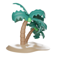 Bienvenue été le sable plage avec paume arbre noix de coco des arbres sur le île sur isolé éléments sur blanc transparent Contexte illustration png 3d le rendu.