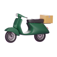 Lieferung Symbol Motorrad mit Lieferung Kasten, 3d auf transparent Hintergrund Wiedergabe. png