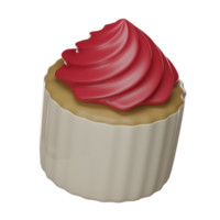 muffins grädde röd sammet begrepp jul illustration isolerat på transparent bakgrund png 3d tolkning.