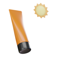 Sunscreen cream with the sun in the hot sun in summer on isolated elements on white transparent background Illustration PNG 3D Rendering.