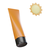 crème solaire crème avec le Soleil dans le chaud Soleil dans été sur isolé éléments sur blanc transparent Contexte illustration png 3d le rendu.