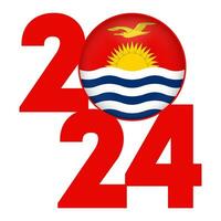 Happy New Year 2024 banner with Kiribati flag inside. Vector illustration.