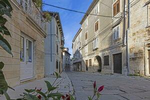 Picture from the town of Groznjan with idyllic cobbled streets and buildings made of natural stone photo