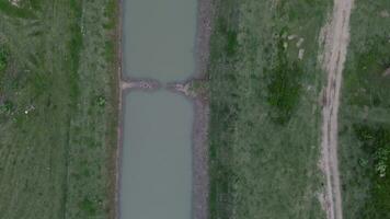 aereo Visualizza di limboto lago, gorontalo- Indonesia. nuovo strada lungo del lago bordo prende forma video