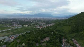 Aerial view of mountains covered with trees video