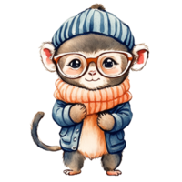 mono vistiendo invierno ropa ai generativo png