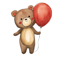 Bear Holding A Heart-Shaped Balloon AI Generative png