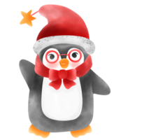 festivo Navidad pingüino en acuarela png