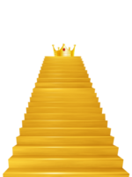 Golden crown on the golden staircase concept of success PNG transparent