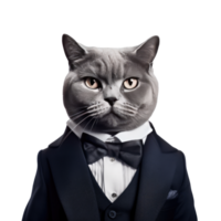 Porträt von Katze Geschäft Person Illustration, ai generativ png