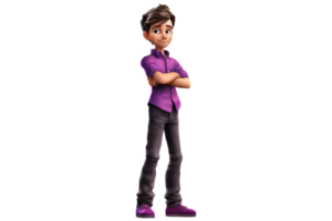 Boy Standing with arms crossed 3D full body, AI Generative png
