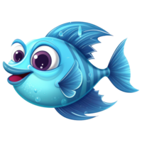 addetto alle pulizie pesce cartone animato illustrazione, ai generativo png