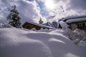 winter landscape in the french alps photo