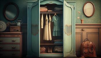 Indoor elegance with modern closet design and luxury clothing ,generative AI photo