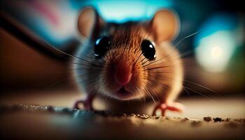 Fluffy small chinchilla sitting, looking at camera generated by AI photo