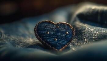 Blue denim heart symbolizes love and creativity generated by AI photo