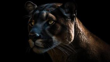 Big cat stares fiercely, beauty in nature generated by AI photo
