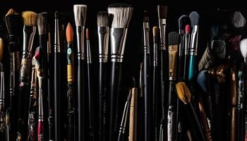 Black beauty tools set for professional artists generated by AI photo