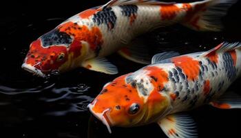 Colorful koi swim elegantly in the pond generated by AI photo