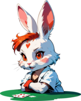 Poker Hase Maskottchen png Bild ai generativ