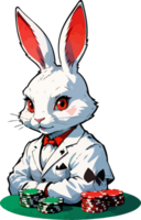 Poker Bunny Mascot Illustration AI Generative png