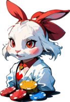 Poker Bunny Mascot Image AI Generative png