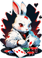 Poker Bunny Mascot Clipart AI Generative png