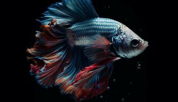 Aggressive siamese fighting fish flaunt underwater elegance generated by AI photo
