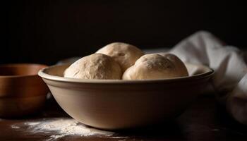 Homemade bread, baked to perfection, ready to eat generated by AI photo