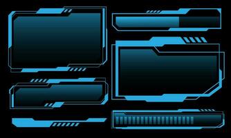 Hud frames blue user interface elements design modern technology futuristic control panel screen digital hologram window gaming menu touching cyber monitor set on black background vector