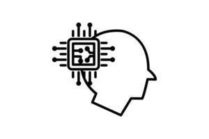 artificial intelligence icon. head and cpu. icon related to device, artificial intelligence. line icon style. simple vector design editable