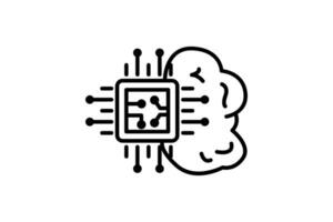 artificial intelligence icon. brain and cpu. icon related to device, artificial intelligence. line icon style. simple vector design editable