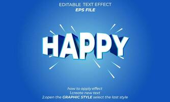 happy editable text effect with 3d style, font editable, typography. vector templateWeb