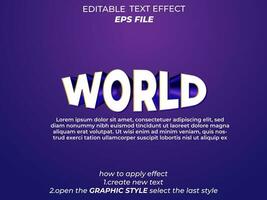 world 3D editable text effect, text style vector templateWeb