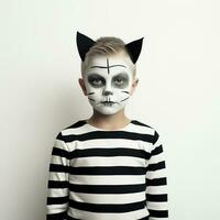 Happy halloween kid concept, a boy wearing halloween costume, AI Generated photo