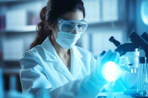 Professional health care researchers scientist working in medical science laboratory, AI Generated photo