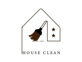 House cleaning service, with an image of a broom and two stars isolated on a white background vector