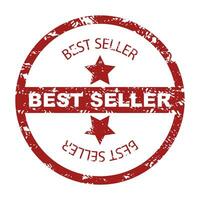Best seller stamp seal with star. Stamp label seal, quality bestseller, rubber stamp. Vector illustration
