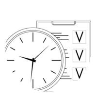 Plan time and work line art icon. Vector management business time, optimization checklist and time line stroke illustration