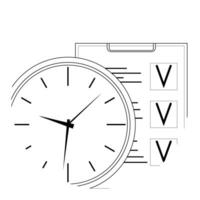 Plan time and work line art icon. Vector management business time, optimization checklist and time line stroke illustration