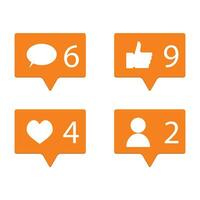 Counter in social networks. App notification comment like and friend interface, vector illustration