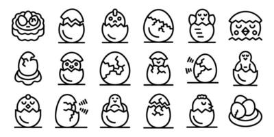 Chicken hatching icons set outline vector. Egg chicken nest vector