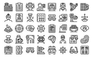 Optometrist icons set outline vector. Glasses eye kids vector