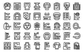 X-ray machine icons set outline vector. Medical hospital device vector