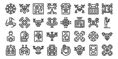 Drone operator icons set outline vector. Single fly control vector