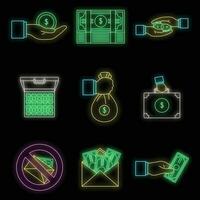 Bribery corrupt practices icon set vector neon