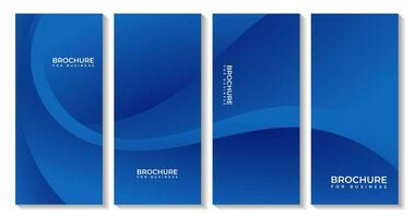 set of brochures with abstract modern blue wave gradient background vector