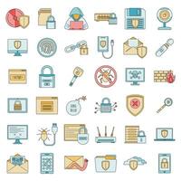 Internet security icon set vector color