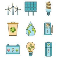 Save energy icon set vector color