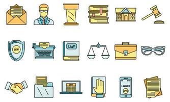 Lawyer justice icons set vector color